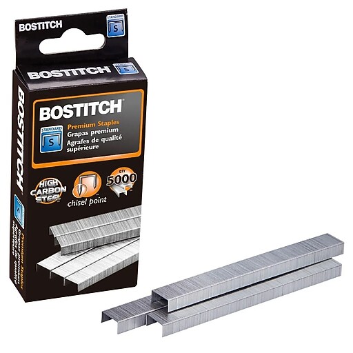 Bostitch Premium Standard Staples, 0.25" Leg Length, 5000 Staples/Box