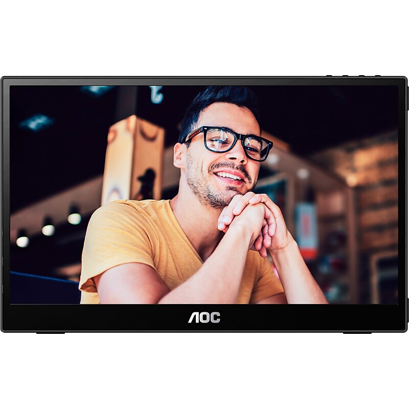 AOC 15.6" 60 Hz LCD Portable Monitor, Black (16T3E) image 1