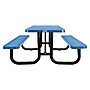 Global Industrial 8' Rectangular Outdoor Steel Picnic Table, Perforated Metal, Blue (694555BL)~#|#~693FA55D-D035-41F1-8F8462D62F5A1E29_sc7