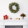 Nearly Natural 24 in. Pre-Lit Frosted Swiss Pine Wreath, Green (W1113)~#|#~694467D9-6E65-4089-B883CDB50F910598_sc7