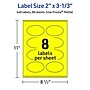 Avery Laser/Inkjet Oval Multipurpose Labels, 2" x 3-1/3", Neon Yellow, 640/Box (94056)~#|#~694703DA-0604-41CA-A5E6CEC1ACA8846A_sc7