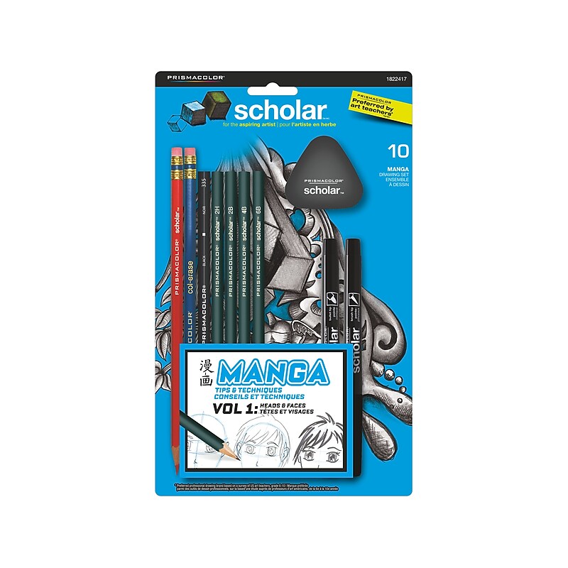 Prismacolor Scholar 10-Piece Manga Drawing Set, Assorted Colors (1822417) image 1