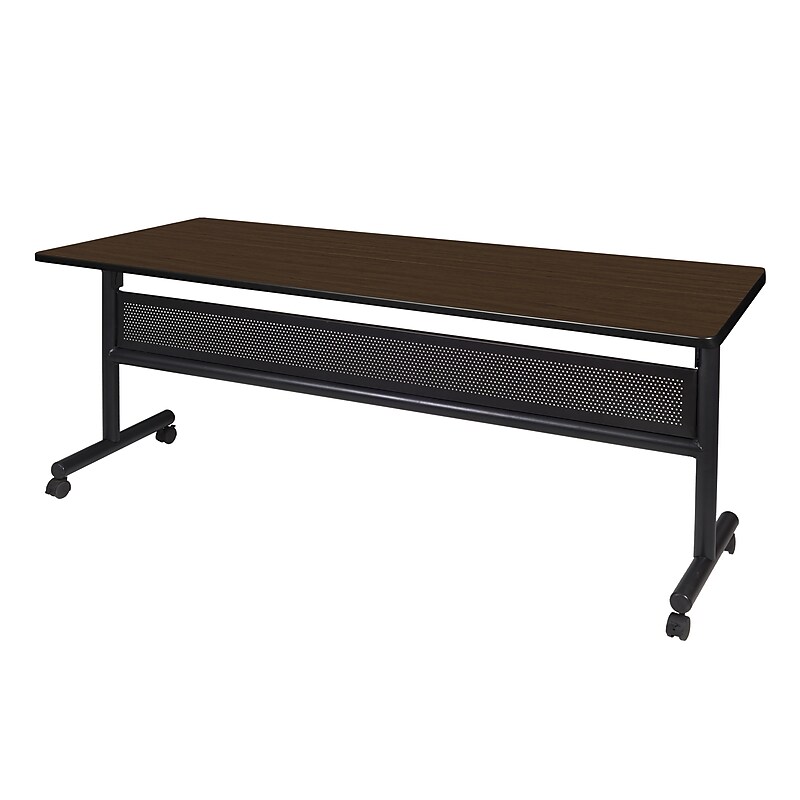 Regency Kobe Flip Top 72"W x 24"D Rectangular Training Room Table, Laminate, With Wheels, Neo Walnut (MKFTM7224NW) image 1
