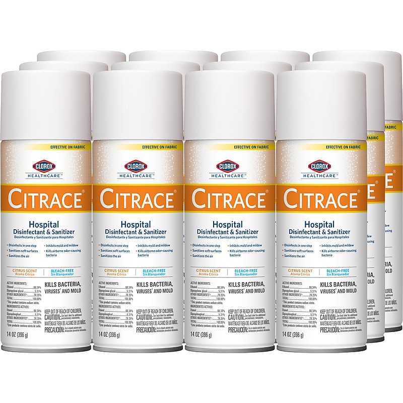 Clorox Healthcare Citrace Hospital Disinfectant & Deodorizer, Aerosol Spray, Citrus, 14 Ounces (49100) image 1