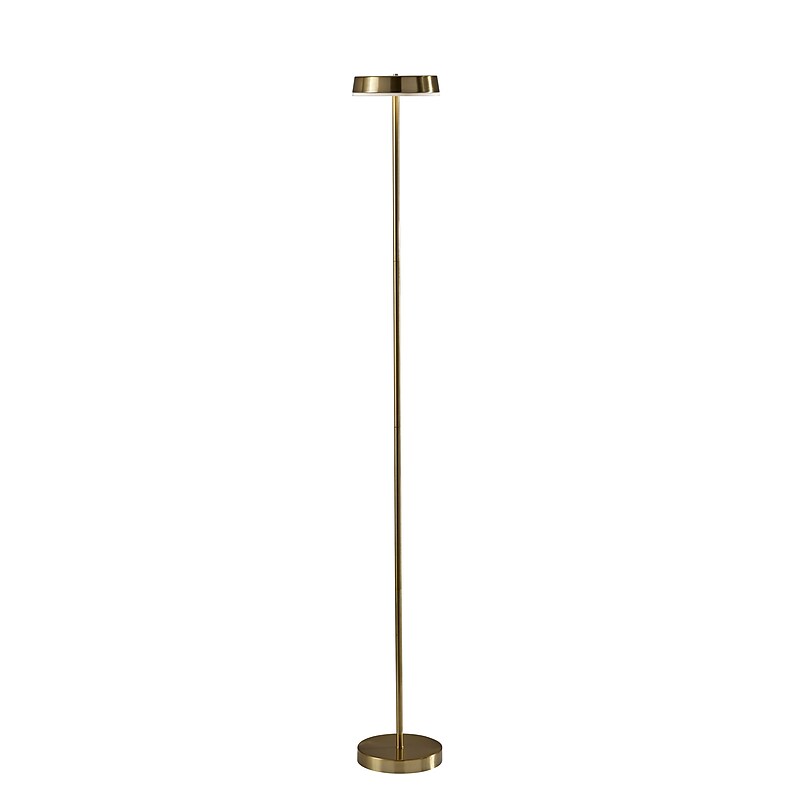 Adesso Mira 55" Antique Brass Floor Lamp with Disc-Shaped Shade (2612-21) image 1
