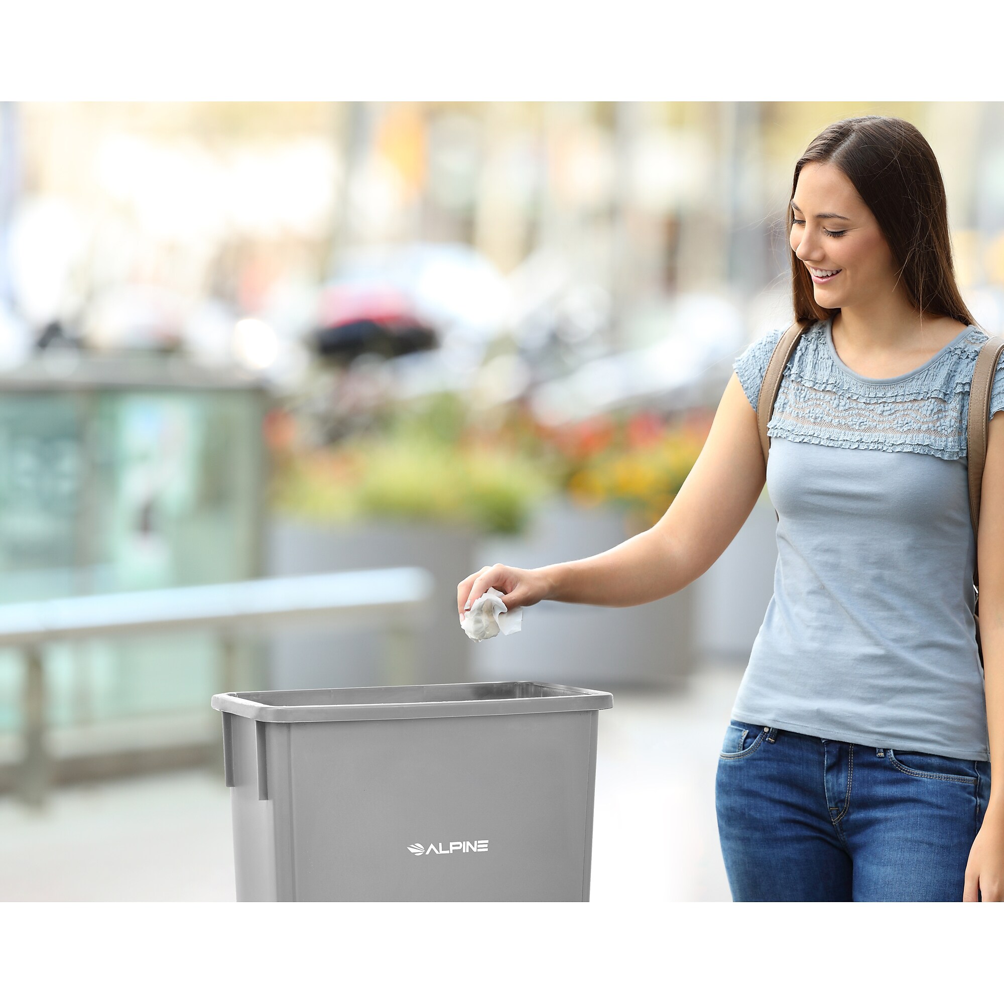 Alpine Industries Plastic Trash Can, 23 Gallon, Gray (ALP477-GRY) Sansujyuku sansujyuku.com
