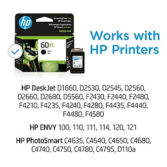 HP 60XL Black High Yield Ink Cartridge (CC641WN#140)