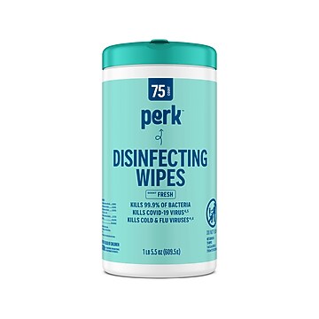 Perk™ Disinfecting Wipes, Lemon Scent, 75 Wipes/Pack (PK56665