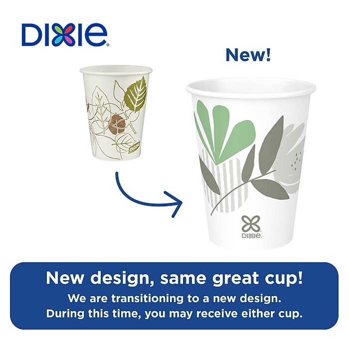 Dixie Pathways Paper Hot Cups, 12 oz., White, 1000/Carton