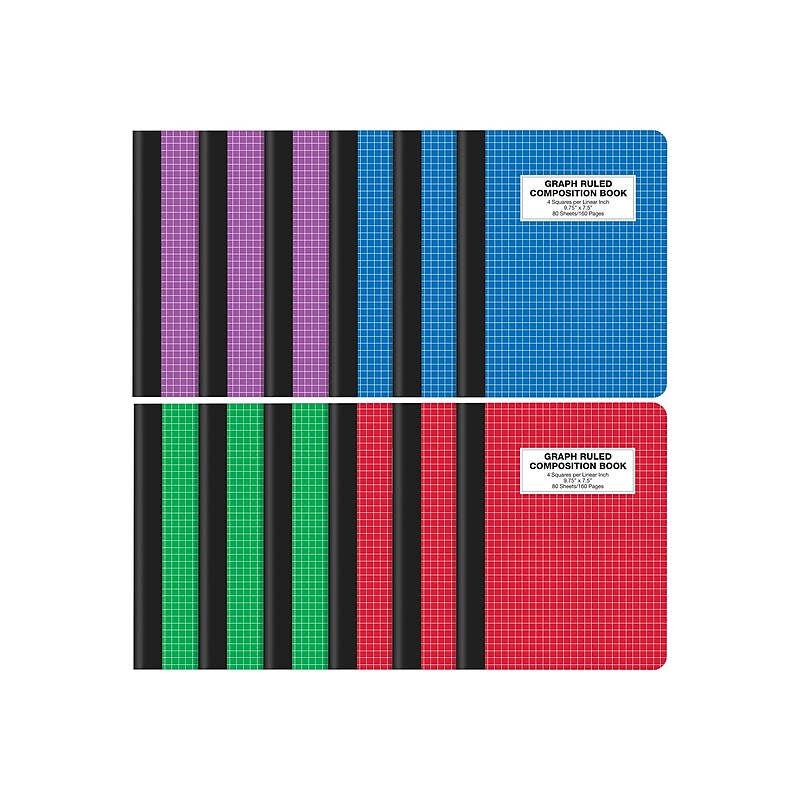 Better Office 1-Subject Composition Notebooks, 7.5" x 9.75", Graph Ruled, 80 Sheets, 12/Pack (25612-12PK) image 1