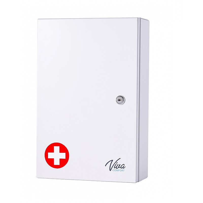 Viva Comfort Medium Double Door Medicine Locking Secure Storage Medical Cabinet, 0.3 cu. ft., White (ADIME999-02-WHI-MK) image 1