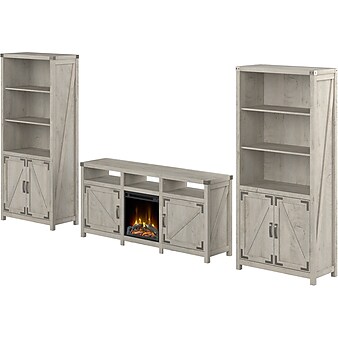 kathy ireland® Home by Bush Furniture Cottage Grove Fireplace TV Stand Bundle, Screens up to 70", Cottage White (CGR022CWH)