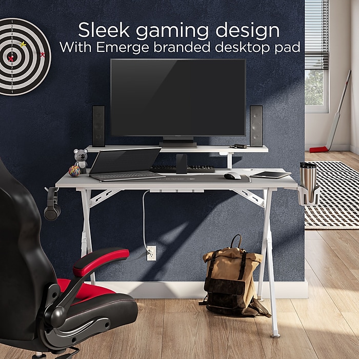 Emerge Vizon 47 W Gaming Desk White 60986 Staples