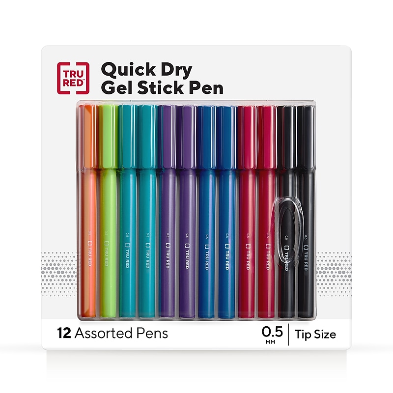 TRU RED™ Quick Dry Gel Pens, Fine Point, 0.5mm, Assorted, 12/Pack (TR54473) image 1