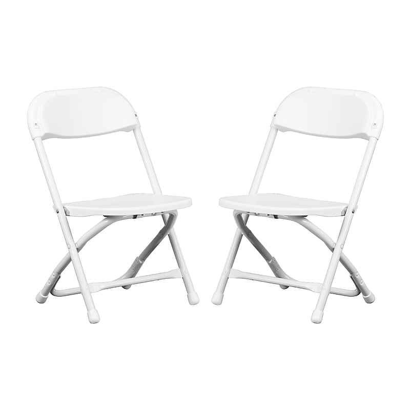 Flash Furniture Plastic Kids Folding Chair, White, 2 Pieces (2YKIDWH) image 1
