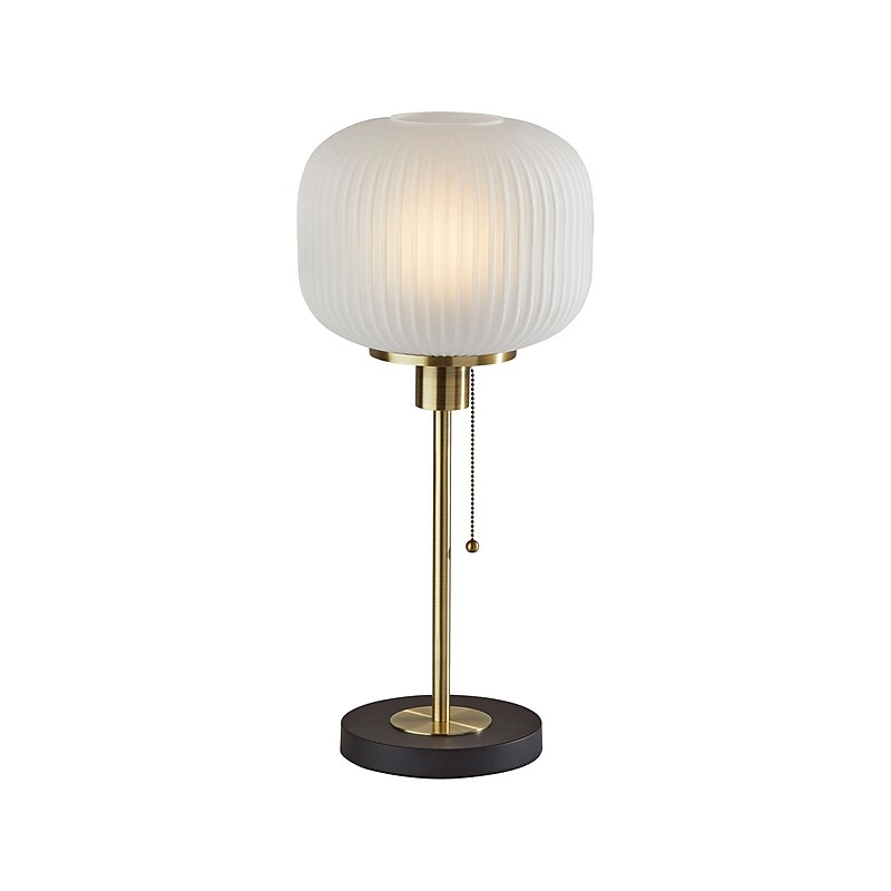 Adesso Hazel Incandescent Table Lamp, Antique Brass/Frosted White (4277-21) image 1