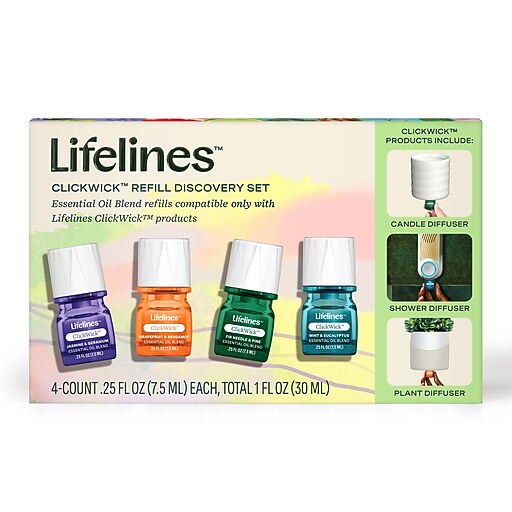 Lifelines ClickWick Discovery Set Essential Oil Replacements, 5