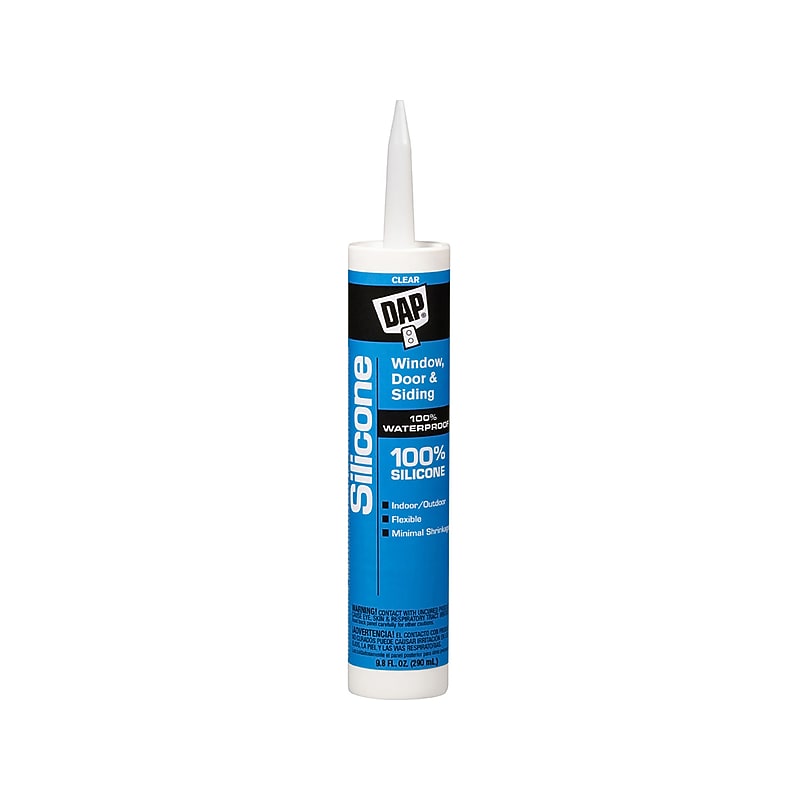 Dap 100% Silicone All-Purpose Sealant, 9.8 Fl. Oz., Clear, 12/Pack (7079808641) image 1