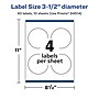 Avery Laser/Inkjet Circle Multipurpose Labels, 3-1/2" Dia., Clear, 40/Pack (94514)~#|#~69BCC528-CA28-4BF6-90CA9CD2CAA6E375_sc7