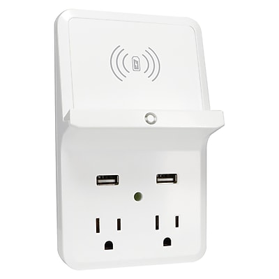 PRIME 2-Outlet and 2-USB Port Wireless-Charging Dock Wall Tap, White (PBUWC01) Sansujyuku sansujyuku.com