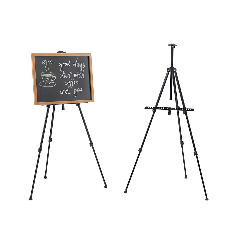 Staples Tripod Display Easel, 63", Black Aluminum (28070) image 1