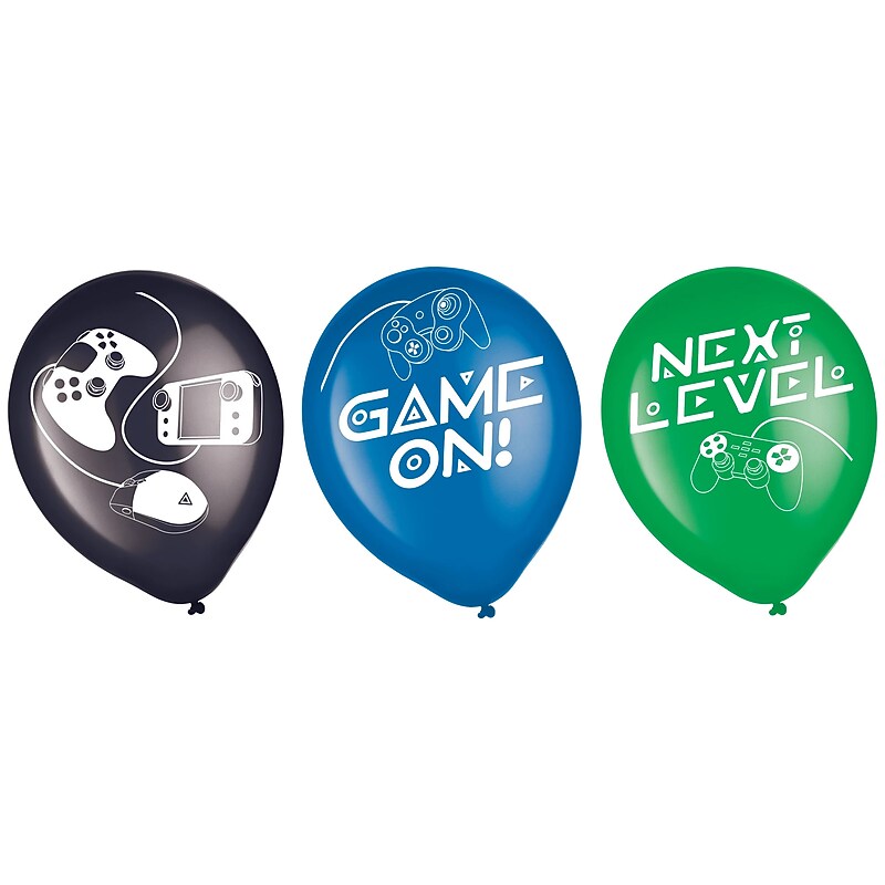 Party City 12" Game On Latex Balloons, 6/Pack (AM114899-PC) image 1
