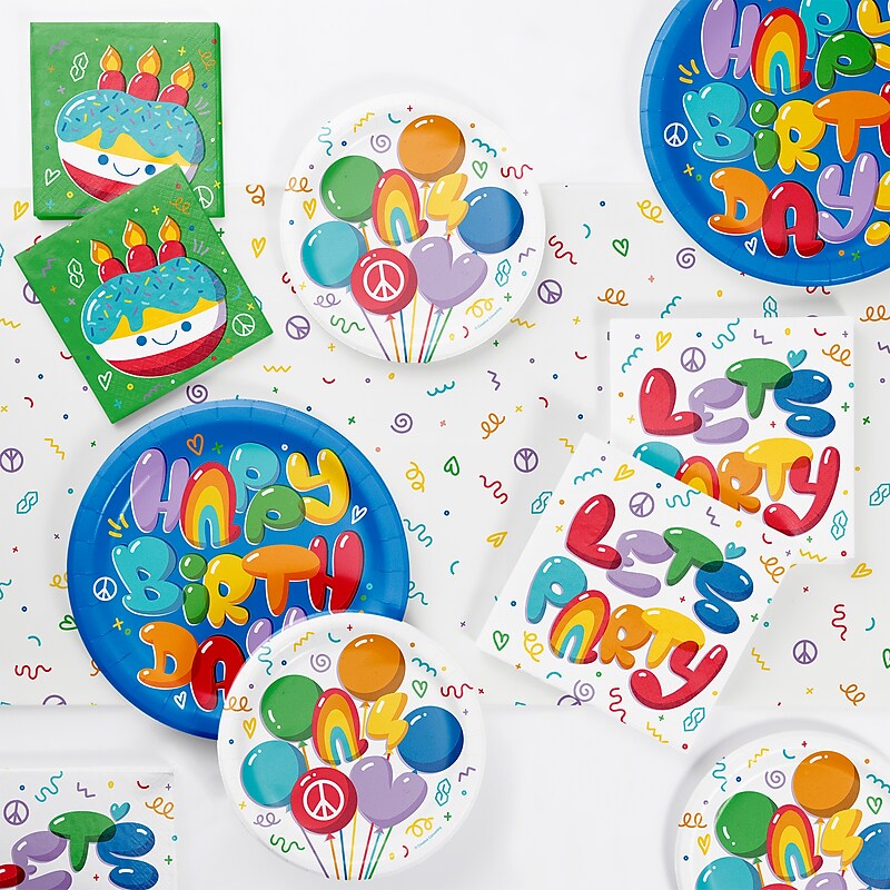 Creative Converting Bubbly Birthday Tableware Kit, Multicolored, Serves 8 (DTC9502E2A) image 1