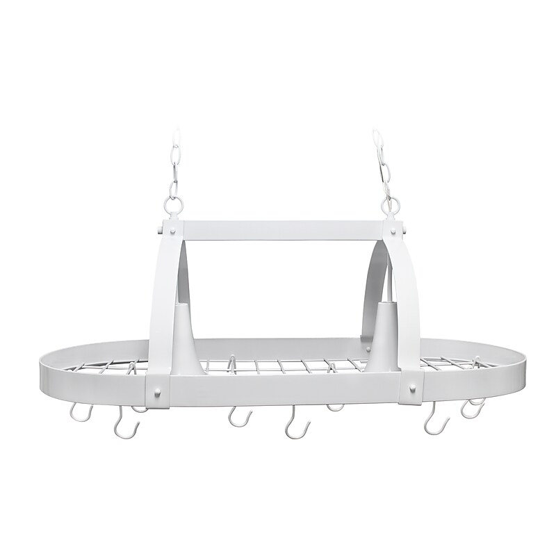 Elegant Designs White 2 Light LED Kitchen Pot Rack with Downlights (PR1000-WHT) image 1