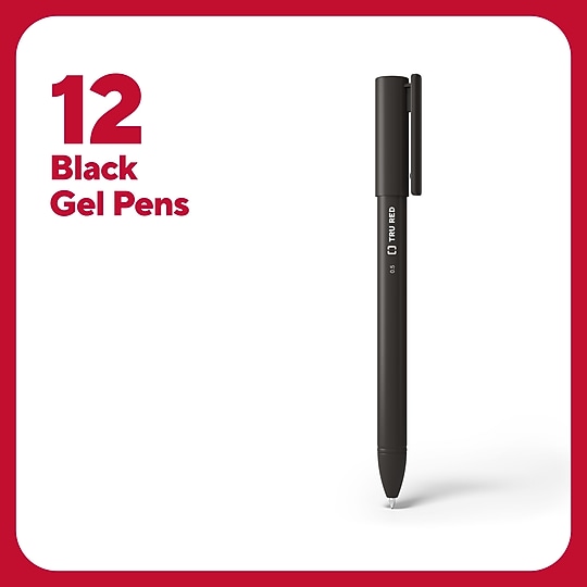 TRU RED Gel Stick Pens, Fine Point 0.5mm, Black Ink, 12 Pack – Quick‑Dry Pens for Precise, Smudge‑Free Writing~#|#~69E1D2B0-2A76-43D2-AE4517F122FB4BCF_sc7