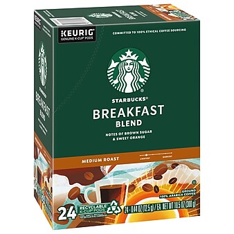 Starbucks Breakfast Blend Coffee, Keurig® K-Cup® Pods, Medium Roast, 24/Box (9736)