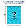 Avery Laser/Inkjet Multipurpose Circle Labels, 2.25" Dia., Bright Blue, 240/Pack (94510)~#|#~6A0351EB-90F0-4E71-ABB5DA2832C07064_sc7