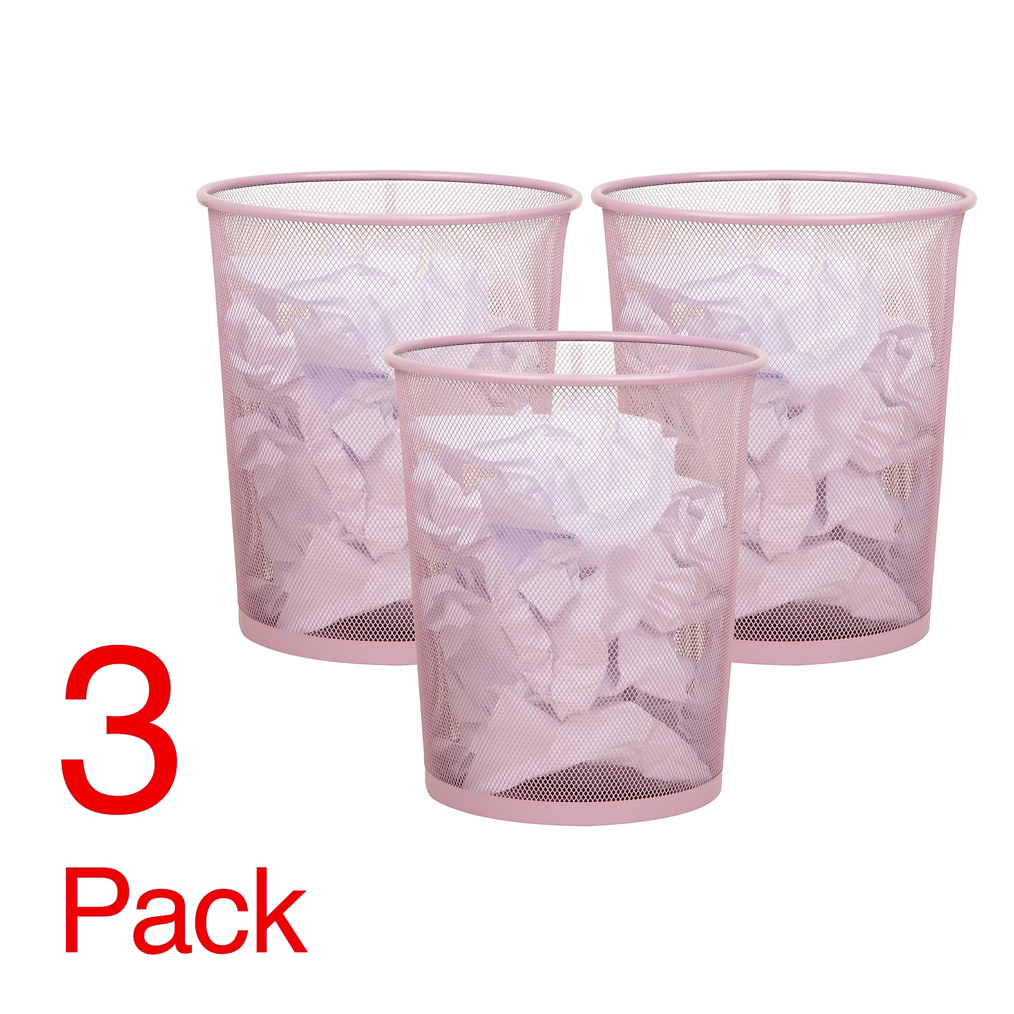 Staples Metal Mesh Trash Can, 4.4 Gallon, Dusty Pink, 3/Pack (ST63858) Sansujyuku sansujyuku.com