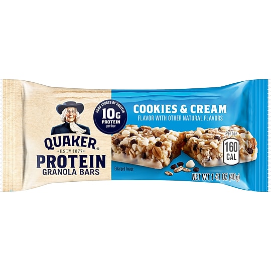 Quaker Protein Cookies & Cream Granola Bar, 7 oz., 5 Bars/Box (QUA57833)~#|#~6A17FAFF-8D7A-494E-A230E0AFC084144D_sc7