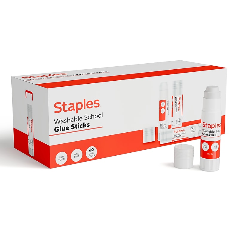 Staples Washable Glue Sticks, 0.28 oz., Clear, 60/Pack (ST63018-CC) image 1