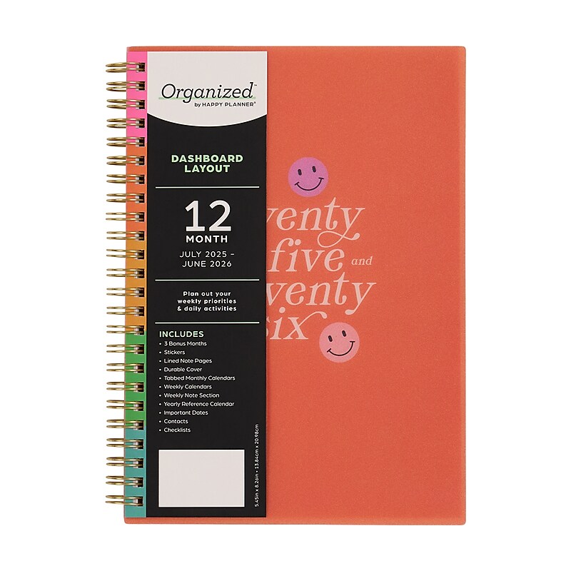 2025-2026 The Happy Planner Sunny Smiles 6.25" x 8.375" Academic Weekly & Monthly Planner, Plastic Cover (PT0008S012) image 1