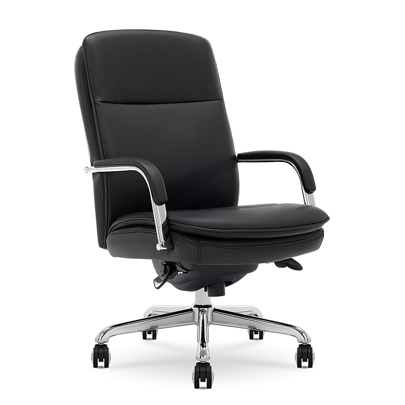 La-Z-Boy Opus Ergonomic Bonded Leather Swivel Executive Chair, Black and Chrome (CCHR10015D) image 1