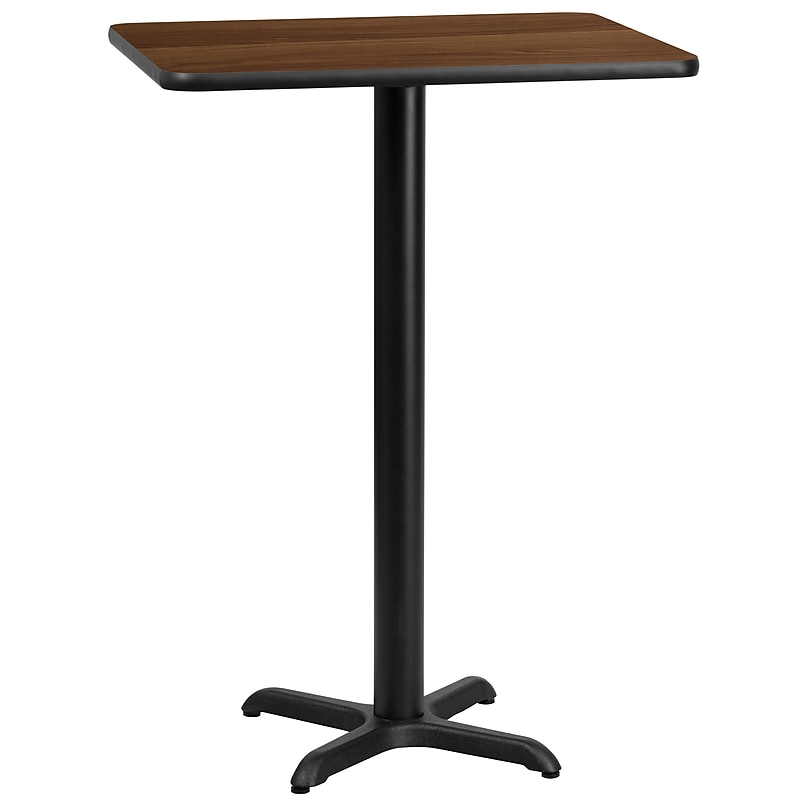 Flash Furniture Laminate Table Top with 22'' x 22'' Bar-Height Table Base, 24'' x 30'', Walnut (XUWA2430T2222B) image 1