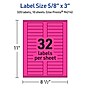 Avery Laser/Inkjet Rectangle Multipurpose Labels, 5/8" x 3", Neon Magenta, 320/Pack (94214)~#|#~6A3A15A5-8A74-46D9-BA515873A2956396_sc7
