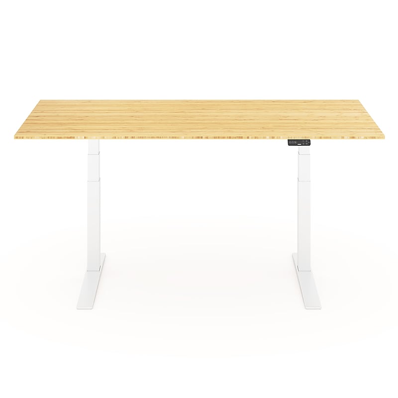 FlexiSpot E7 Pro 78"W Electric Adjustable Standing Desk, Bamboo/White (E7WPRO7830LBZB) image 1