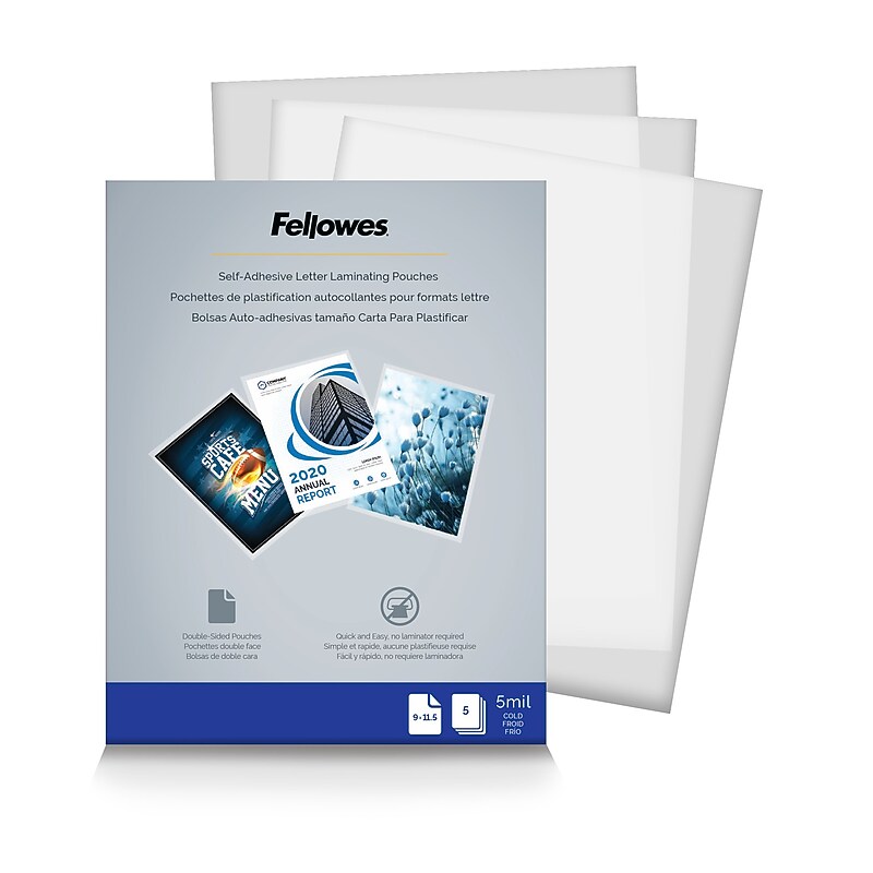 Fellowes Self Sealing Laminating Pouches, Letter Size, 5 Mil, 5/Pack (52205) image 1