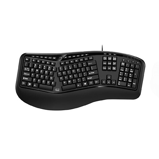 Adesso Desktop Ergonomic Keyboard, Black (AKB-150UB) | Staples
