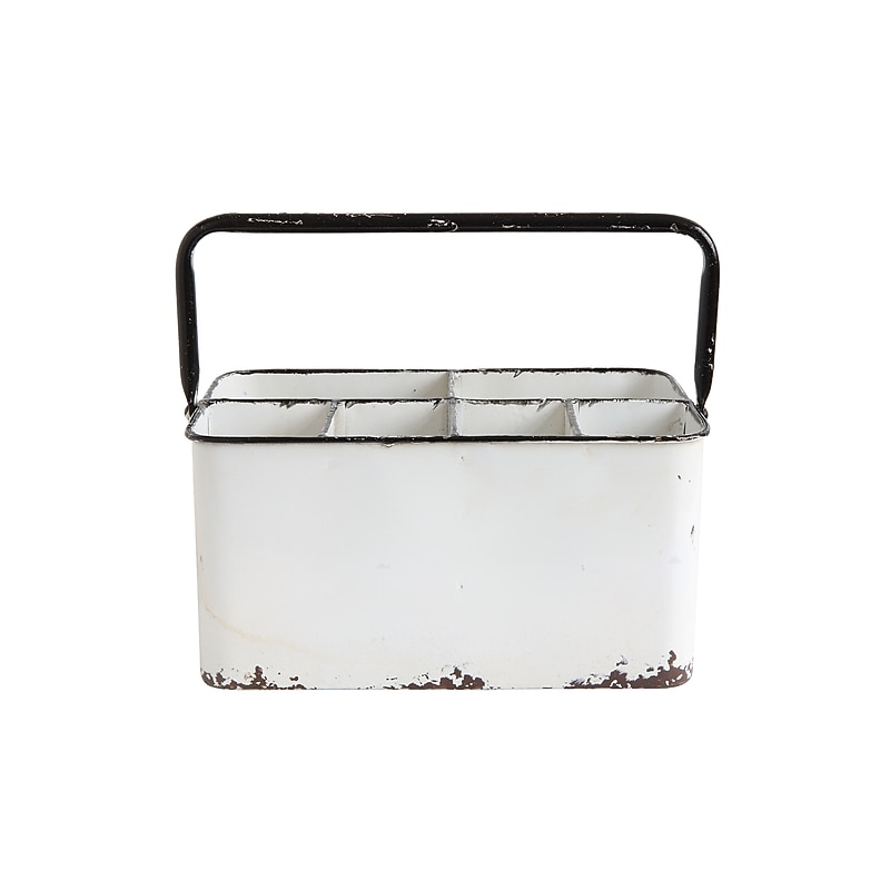 Storied Home Handmade 10.71 Quart Storage Container, Metal, White (DA8537) image 1