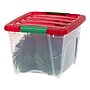 Iris Holiday Small Stackable Plastic Storage Box, 9.5" x 12" x 15", 19 Qt., Clear/Red, 4/Pack (500533)~#|#~6A565A63-D709-40D2-8A3C24255C92B67E_sc7