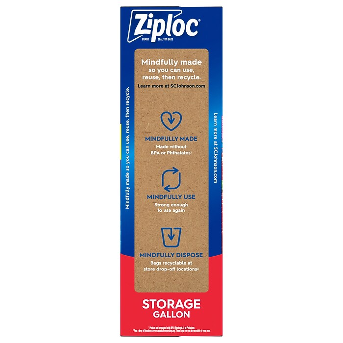 Ziploc Double Zipper Storage Bag, Gallon, 75 Bags/Box (314472