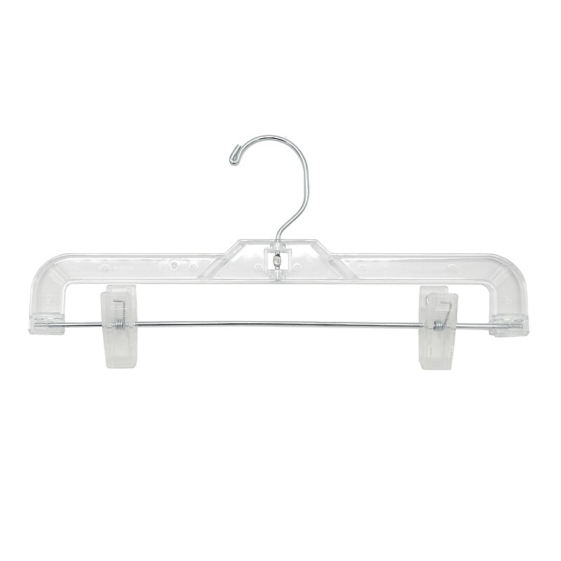 National Hanger 12" Plastic Skirt/Pant Hanger, Clear, 100/Pack (611PCC) image 1
