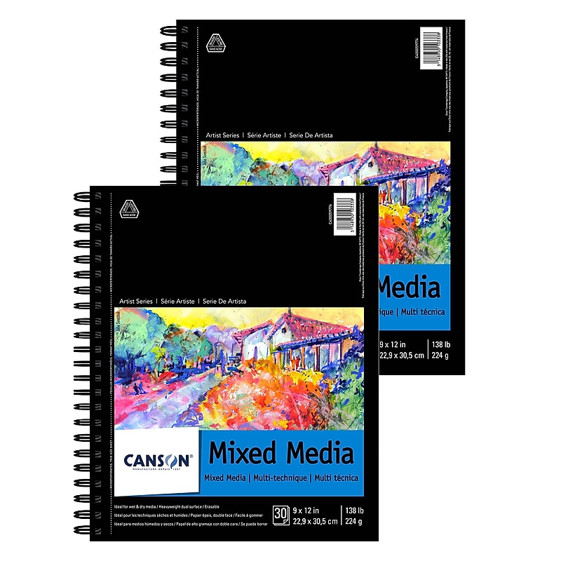 Canson Artist Series 9" x 12" Wire Bound Mixed Media Sketch Pad, 30 Sheets/Pad, 2/Bundle (MCXC40005977403-2) image 1