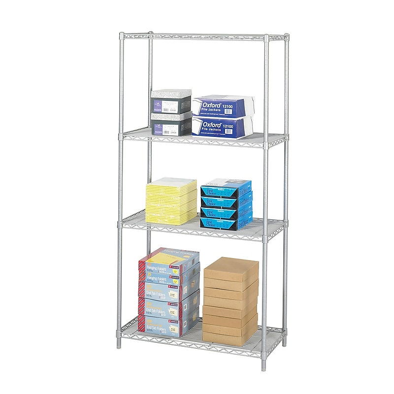 Safco Industrial 4-Shelf Metal Unit, 36", Metallic Gray (5285GR) image 1