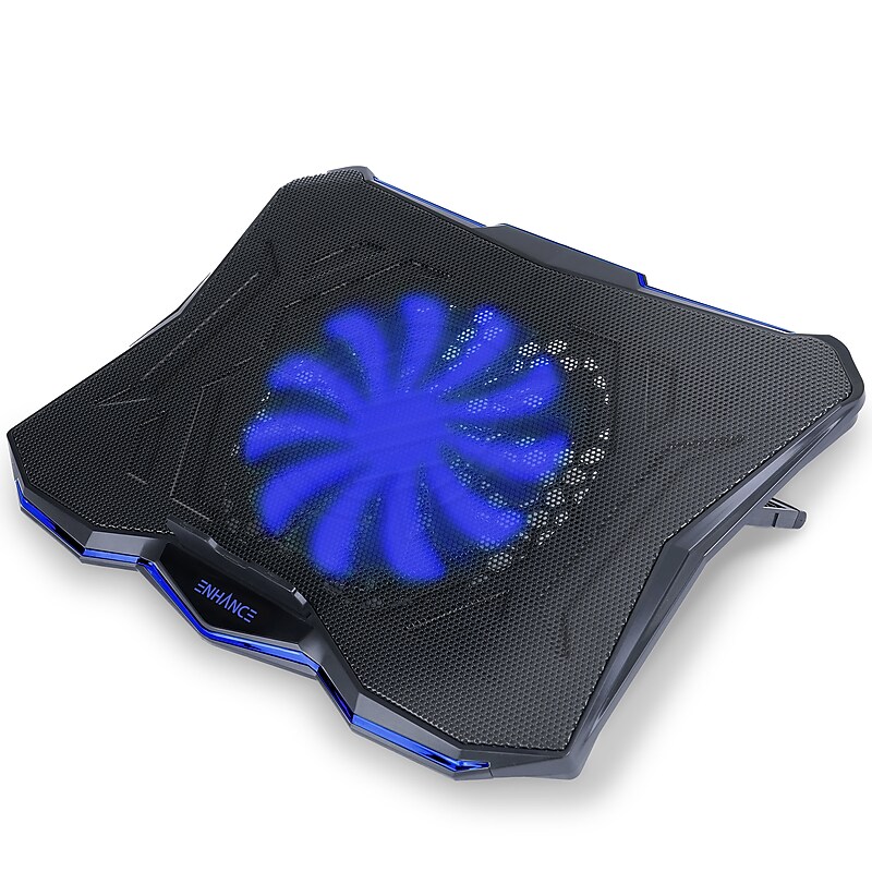 Enhance Cryogen 5 Adjustable Laptop Cooling Pad Stand with 1 Fan, 2 USB Ports, Black (ENGXC50100BLWS) image 1