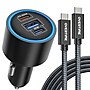 Overtime A60/C82 130W 3-Port Car Charger and 6 ft. 100W USB-C to USB-C Charging Cable Bundle, Black (OCA60BKBD1)~#|#~6A8DB652-113E-48F6-8F8BF84A76E2C4B8_sc7