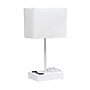 Simple Designs Rectangular Multi-Use 1 Light 15.3" LED Table Lamp with 2 USB Ports and Charging Outlet, White (LT1110-WOW)~#|#~6A8EA5E6-9C4F-42C6-A0FA8FABE54FF8C0_sc7